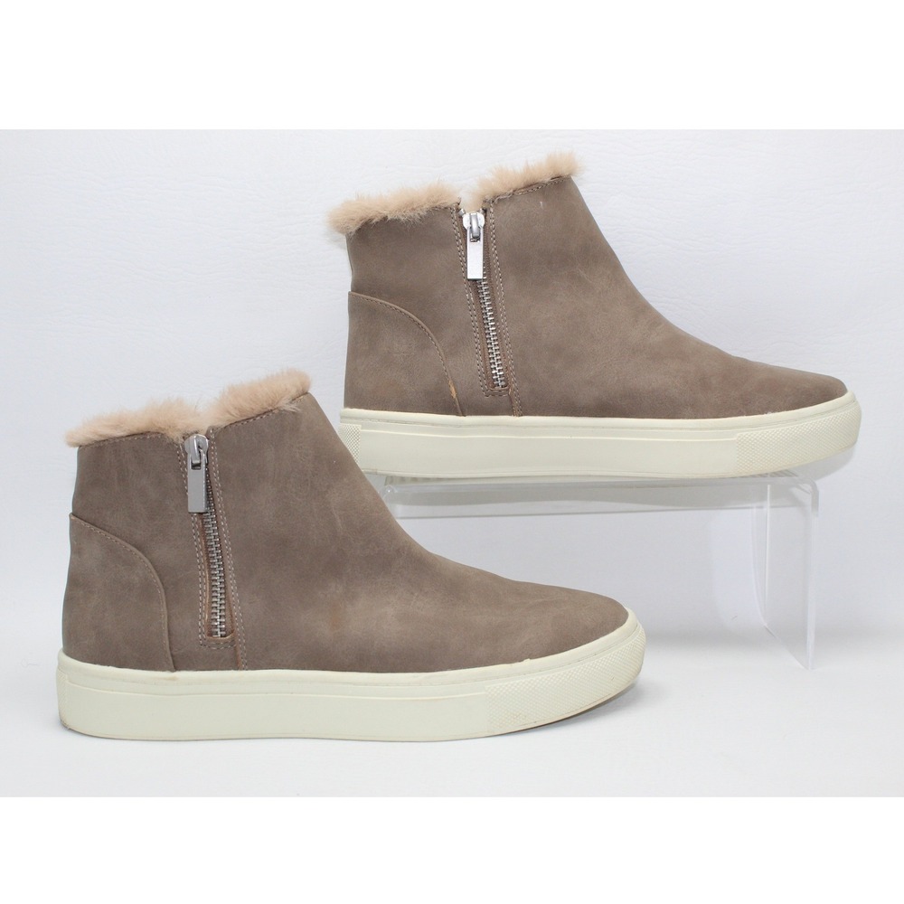Esprit Womens Faux Suede Size 8M Side Zip Sneaker Booties Faux Fur Ankle Boots